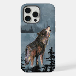 Waterverf Howling Wolf Wildlife Natuur Animal Art iPhone 15 Pro Max Hoesje