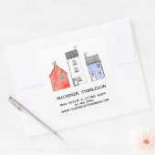 Waterverf Huis Huis Huis Vastgoed Verhuur Agent Vierkante Sticker (Envelop)