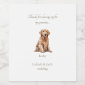 Waterverf Huisdier bruiloft gunst Dank u II Wijn Etiket (Enkel label)