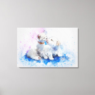 Waterverf huisdieren canvas afdruk