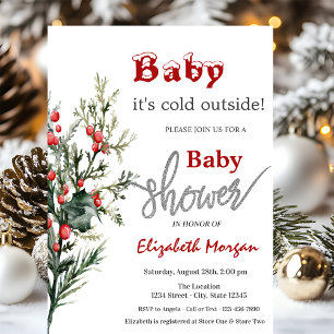 Waterverf Hulstbes Groene Baby Shower Kaart