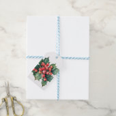 waterverf hulstbessen bladeren cadeaulabel (Met Touw)