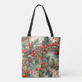  waterverf hulstbessen bladeren draagtas (Achterkant)