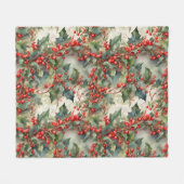 waterverf hulstbessen bladeren fleece deken (Voorkant (Horizontaal))