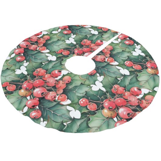  waterverf hulstbessen bladeren kerstboom rok (Gekanteld)