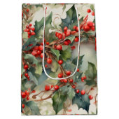  waterverf hulstbessen bladeren medium cadeauzakje (Achterkant)