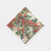 waterverf hulstbessen bladeren servet (Hoek)