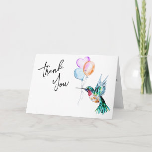 Waterverf Hummingbird and Balloons Dankuwel Kaart