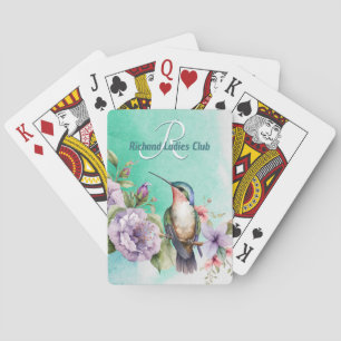 Waterverf Hummingbird and Flowers Personalized Pokerkaarten