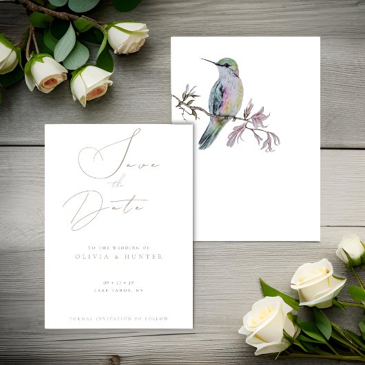 Waterverf Hummingbird Bruiloft Save the Date Kaart