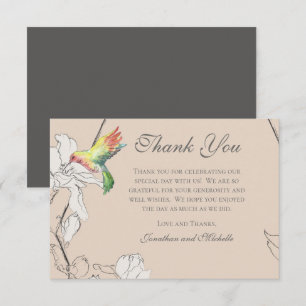 Waterverf Hummingbird Floral Geometric Wedding Bedankkaart
