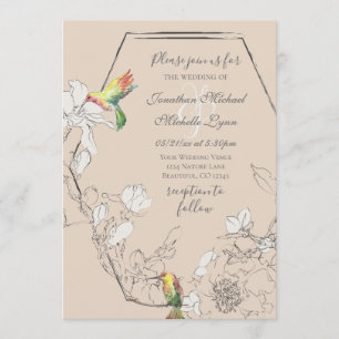 Waterverf Hummingbird Floral Geometric Wedding Kaart