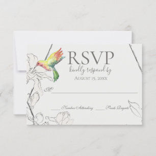 Waterverf Hummingbird Floral Geometric Wedding RSVP Kaartje