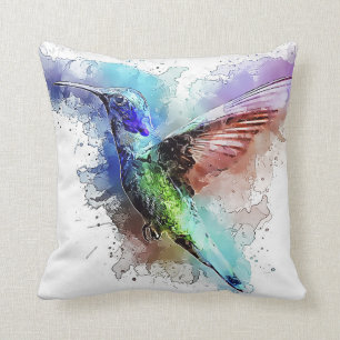 Waterverf Hummingbird Kussen