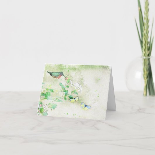 Waterverf Hummingbird Note Kaart (Voorkant)