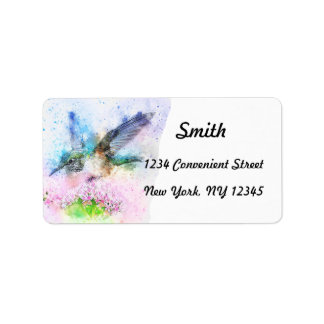 Waterverf Hummingbird Return Address Label