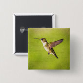 Waterverf Hummingbird Vierkante Button 5,1 Cm (Voorkant /achterkant)