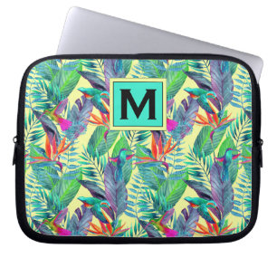 Waterverf Hummingvogels   Voeg je Initiaal toe Laptop Sleeve