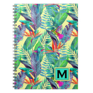 Waterverf Hummingvogels   Voeg je Initiaal toe Notitieboek