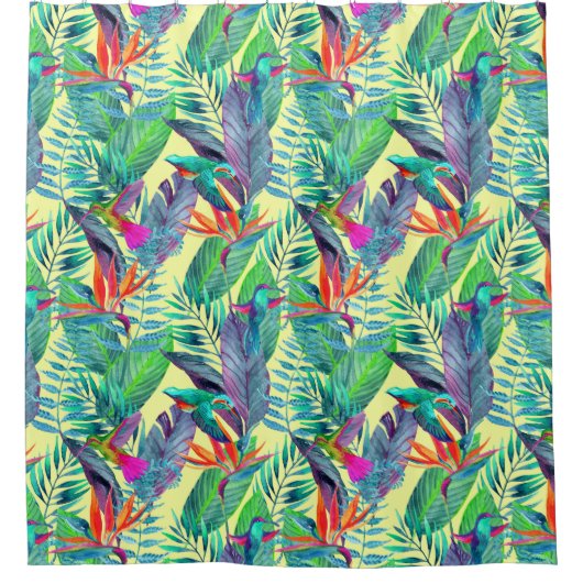 Waterverf Humminvogels in de Oerwoud Douchegordijn (Voorkant)