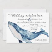 Waterverf Humpback Whale Nautical Beach Wedding Kaart (Voorkant)