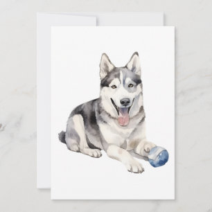 Waterverf Husky Dog Feestdagenkaart