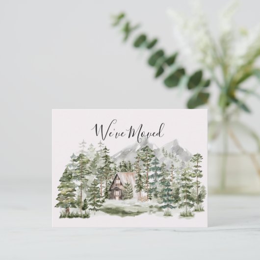 Waterverf hut in het groene dennenbos dat we verhu briefkaart (Staand voorkant)