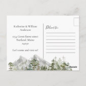 Waterverf hut in het groene dennenbos dat we verhu briefkaart (Achterkant)