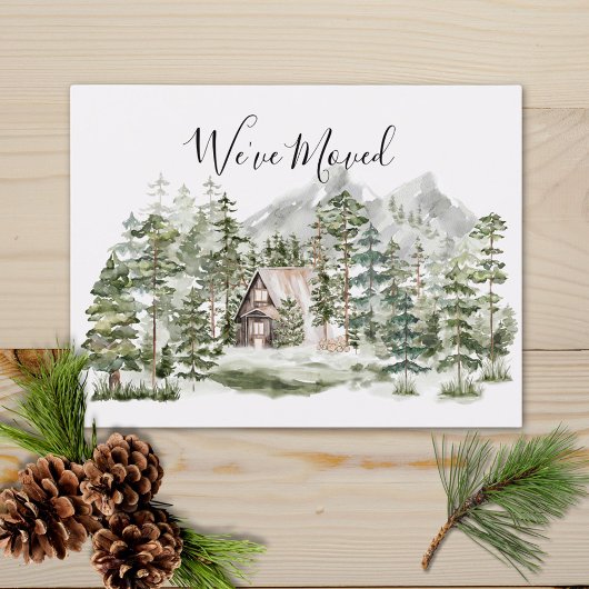 Waterverf hut in het groene dennenbos dat we verhu briefkaart