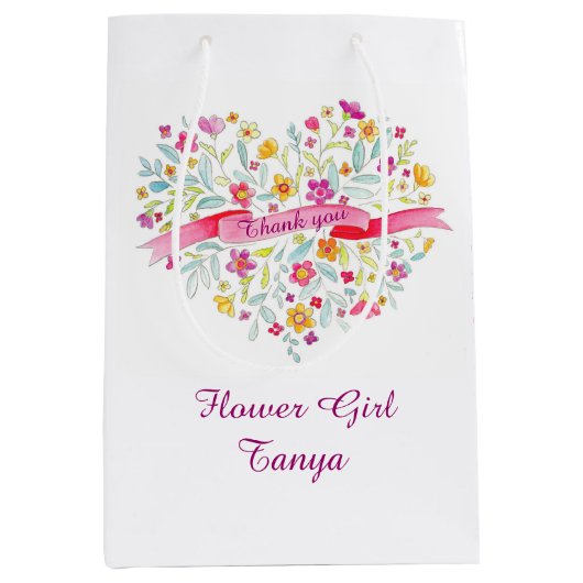 Waterverf huwelijksbloem medium cadeauzakje (Voorkant)