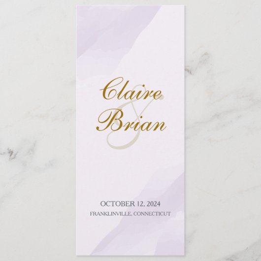 Waterverf huwelijksprogramma, Lavendel plat progra Programma (Voorkant)