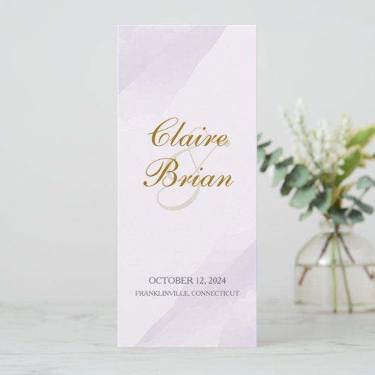 Waterverf huwelijksprogramma, Lavendel plat progra Programma (Staand voorkant)