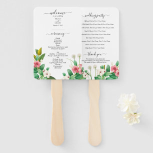 Waterverf Huwelijksprogramma met Wilde Bloemen en Handwaaier