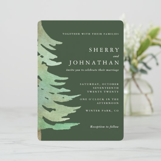 Waterverf huwelijksuitnodiging kaart (Staand voorkant)