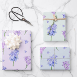 Waterverf Hyacinth Flower Paars and Blue Floral Inpakpapier Vel