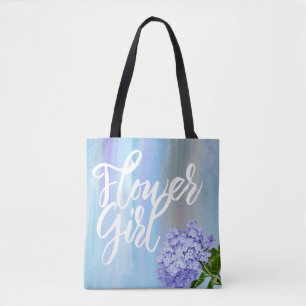Waterverf Hydrangea Bloemenmeisje met naam Floral Draagtas