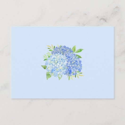 Waterverf Hydrangea Blue Floral Wedding Informatiekaartje (Achterkant)