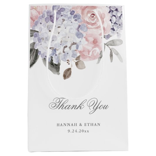  Waterverf Hydrangea en Rozen | Weddenschap Medium Cadeauzakje (Voorkant)