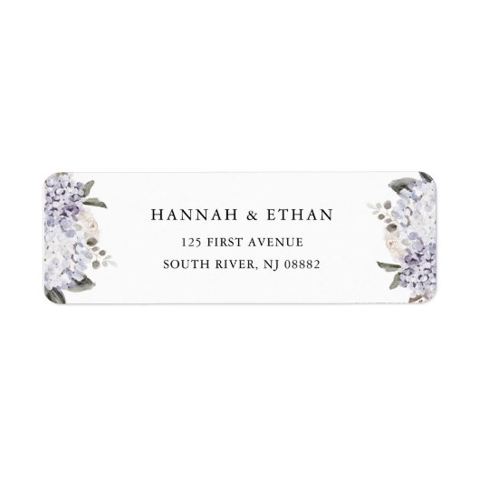 Waterverf Hydrangea Floral | Bruiloft Etiket (Voorkant)