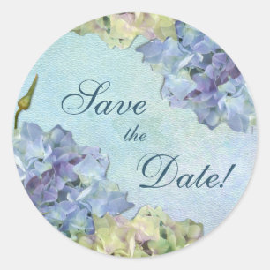 Waterverf Hydrangea Floral - Save the Date Ronde Sticker