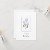 Waterverf Hydrangea Floral Stems Kaart (Voorkant / Achterkant in situ)