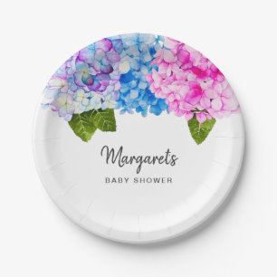  Waterverf Hydrangea Flowers   BABY SHOWER Papieren Bordje