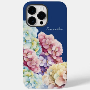 Waterverf Hydrangea gepersonaliseerd blauw Case-Mate iPhone 14 Pro Max Hoesje