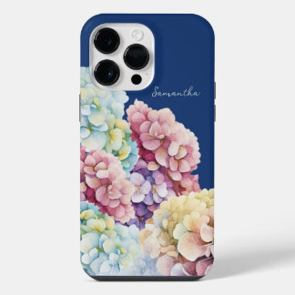 Waterverf Hydrangea gepersonaliseerd blauw iPhone 14 Pro Max Hoesje
