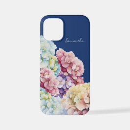 Waterverf Hydrangea gepersonaliseerd blauw iPhone 12 Mini Hoesje