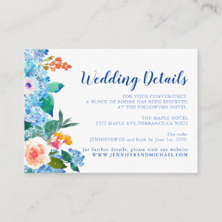 waterverf Hydrangea Wedding Details Informatiekaartje