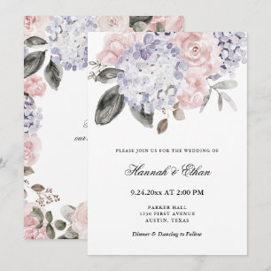  Waterverf Hydrangeas   Floral Wedding Kaart