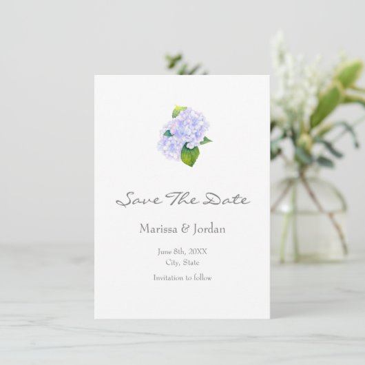 Waterverf Hydrangeas Save The Date (Staand voorkant)