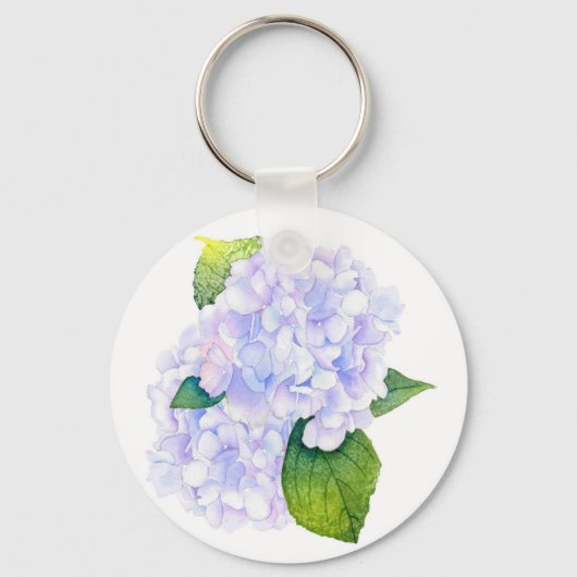 Waterverf Hydrangeas Sleutelhanger (Voorkant)