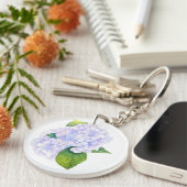 Waterverf Hydrangeas Sleutelhanger (Voorkant Rechts)